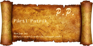Pártl Patrik névjegykártya